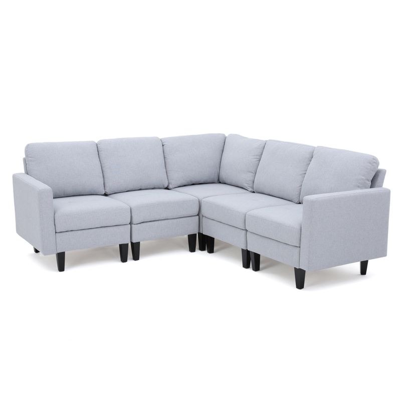 Zahra Modern Fabric  5-piece Sofa Sectional by Christopher Knight Home - Light grey