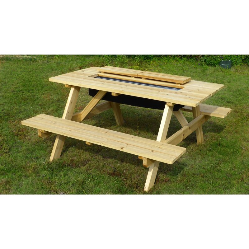 Sorrento Wood Cooler Picnic Table by Havenside Home - Natural