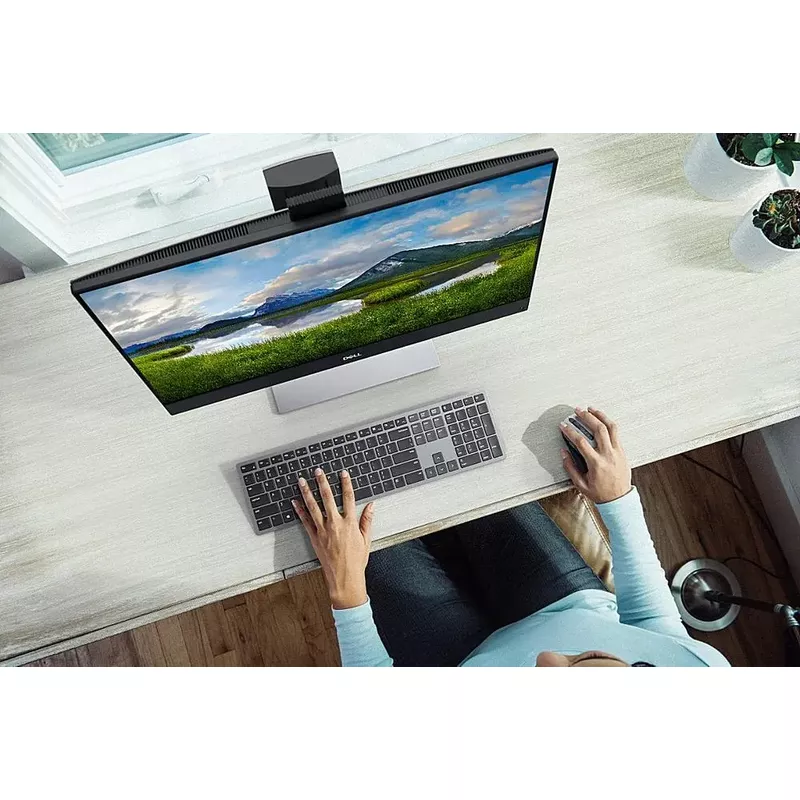 Dell - KM7321W Ergonomic Full-size Premier Multi-Device Wireless Keyboard and Mouse - Titan Gray