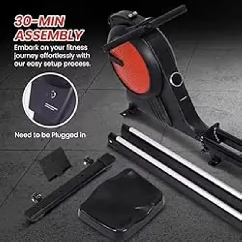 GarveeLife Rowing Machine,Magnetic Rowing Machine for Home,Dual Slide Rail with 350 LB Weight Capacity,32 Levels of Quiet Resistance,App Supported