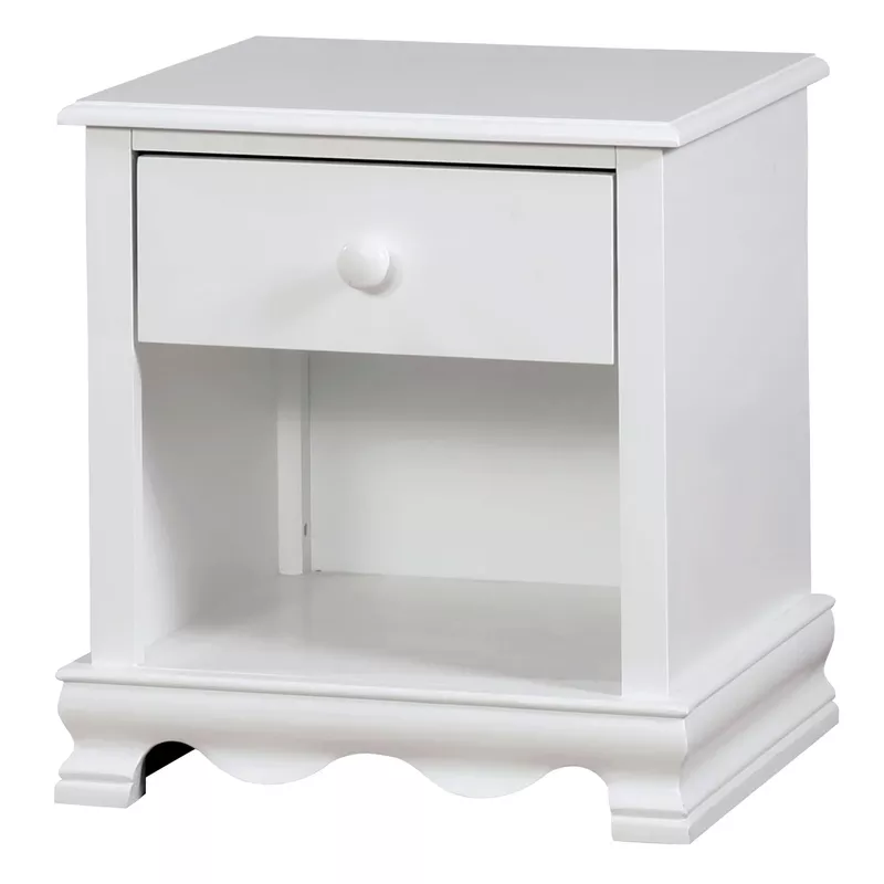 Transitional Wood 1-Drawer Nightstand in White
