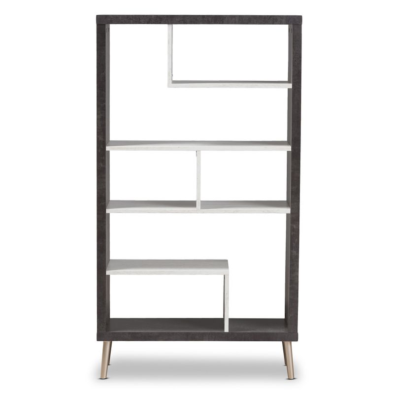 Contemporary Brown and Grey Display Shelf by Baxton Studio - Brown/Grey - Open Back - Bookshelves/Etagere/Display