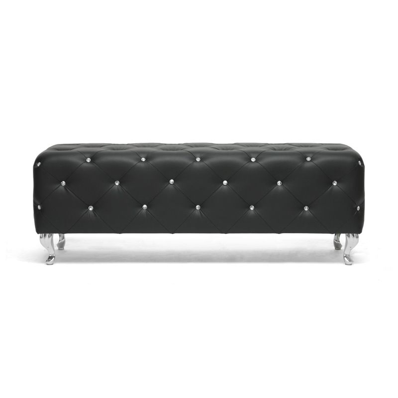 Silver Orchid Heston Crystal Tufted Modern Bench - White