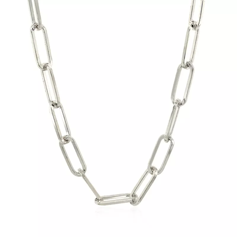 Sterling Silver Paperclip Chain Necklace (38 Inch)