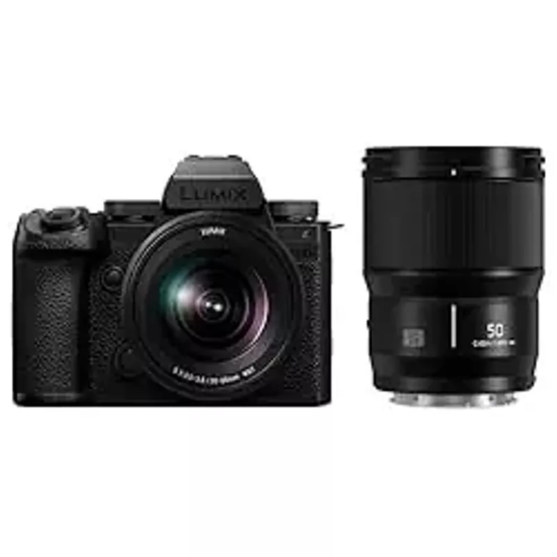 Panasonic LUMIX S5IIX Mirrorless Camera, 24.2MP Full Frame Phase Hybrid AF, Unlimited Recording, 5.8K Pro-Res, RAW Over HDMI, IP Streaming, 20-60mm F3.5-5.6 + 50mm F1.8 Lenses-DC-S5M2XWK