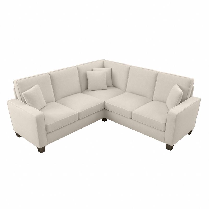 Stockton 86W L Shaped Sectional Couch by Bush Furniture - Beige Herringbone