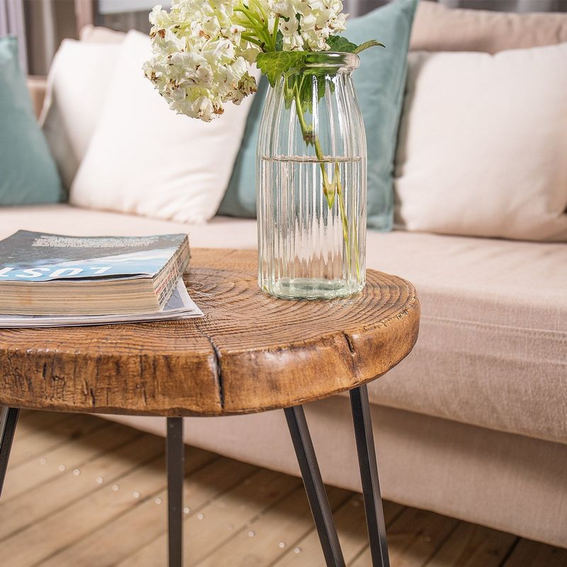 COSIEST Faux Wood End Table, Concrete Coffee Table, Plant Stand - Large