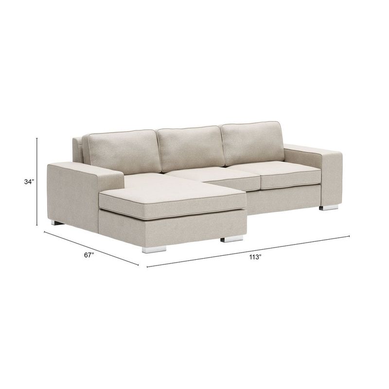 Lady Dove  Sectional Beige - N/A - Beige/Chrome