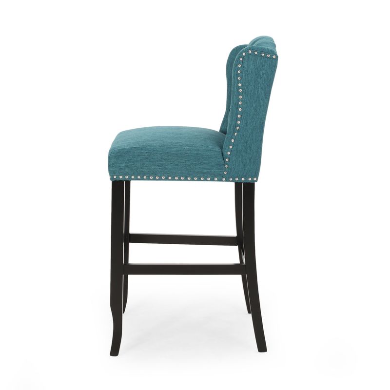 Foxwood Wingback Retro Bar Stools (Set of 2) by Christopher Knight Home - Teal + Dark Brown