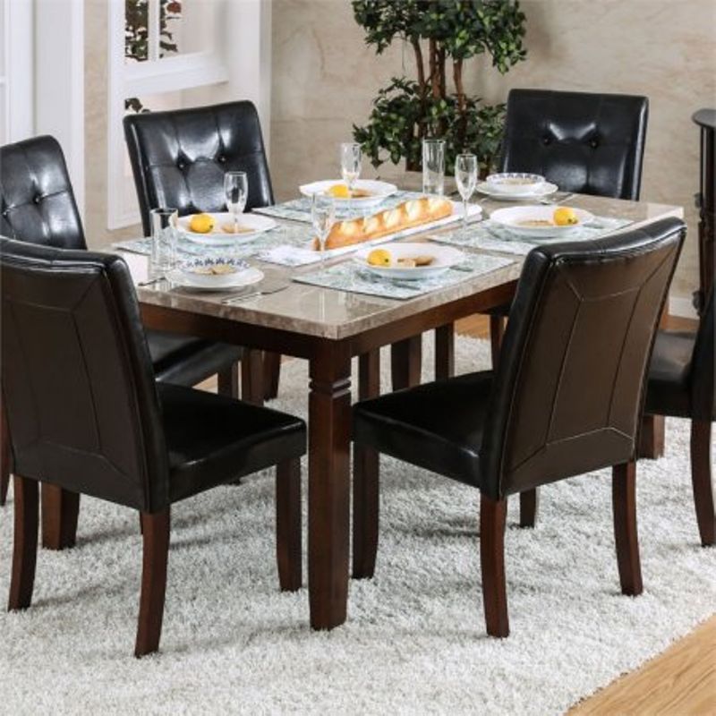 Furniture of America Tyrell Dining Table in Brown Cherry