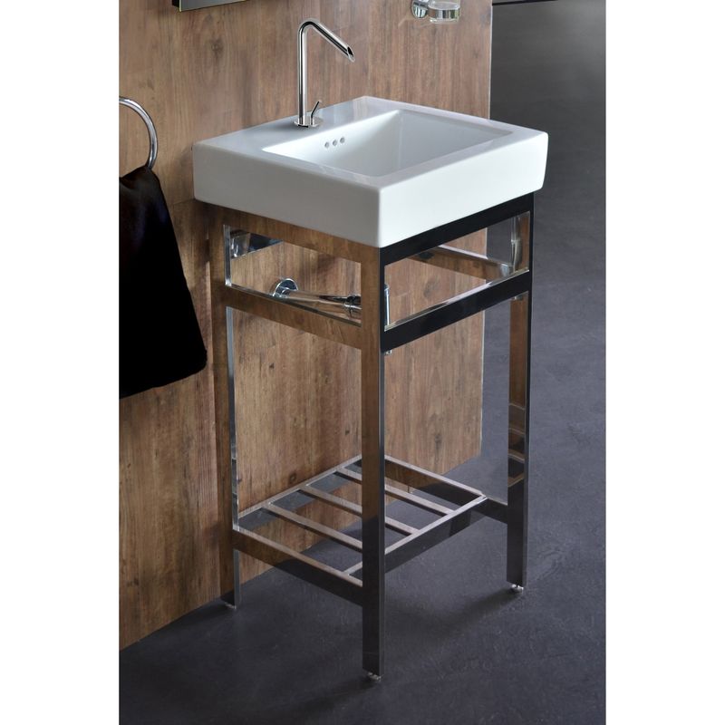 New South Beach 18 Stainless Steel Open Console with Sink Set - Satin Stainless Steel