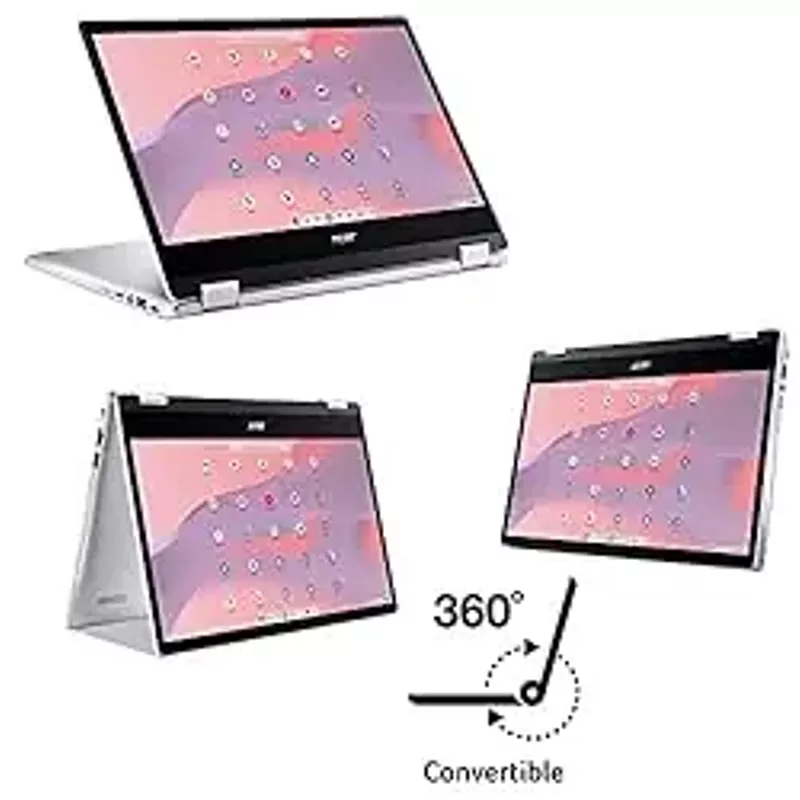 Acer Chromebook Spin 314 Convertible Laptop ,  Intel Pentium Silver N6000 ,  14" HD Corning Gorilla Glass Touch Display ,  4GB LPDDR4X ,  128GB eMMC ,  Intel Wi-Fi 6 AX201 ,  Chrome OS ,  CP314-1H-P9G7