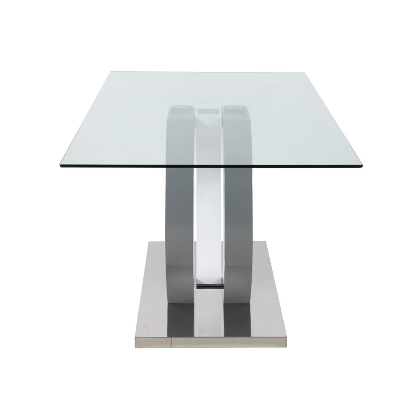Somette Becker Glass Top Dining Table - 35" x 59" - Grey/White