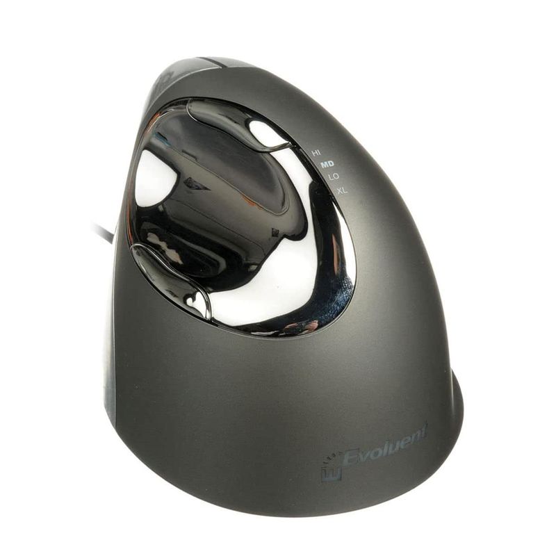 Evoluent VerticalMouse 4 Ergonomic Wired Mouse, Large, Silver/Gray