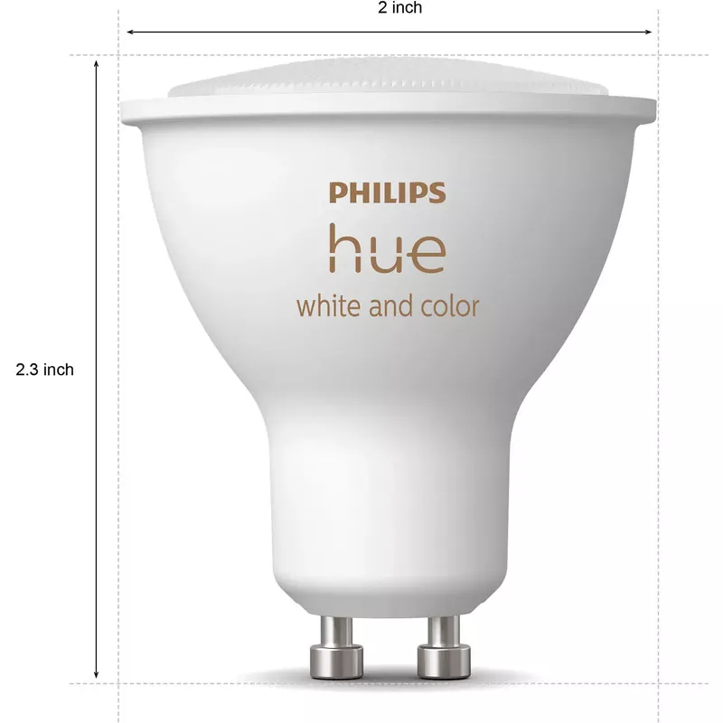 Philips - Hue GU10 Bluetooth 50W Smart LED Bulb - White and Color Ambiance