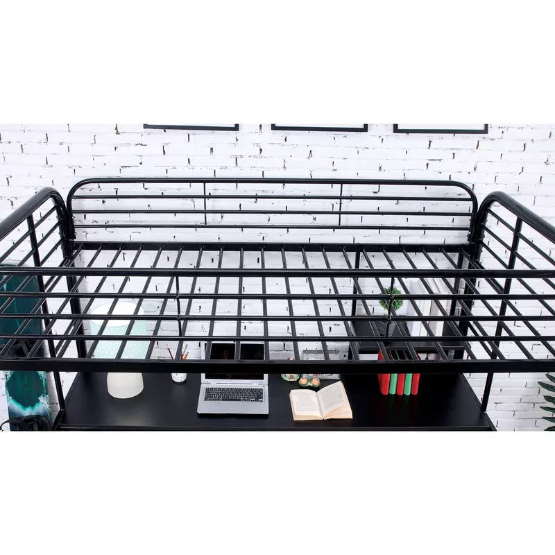 Transitional Metal Twin over Workstation Bunk Bed in Black