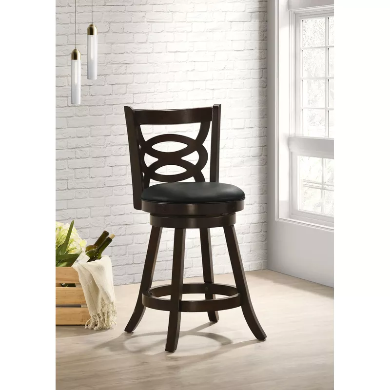 Calecita Swivel Counter Height Stools with Upholstered Seat Cappuccino (Set of 2)