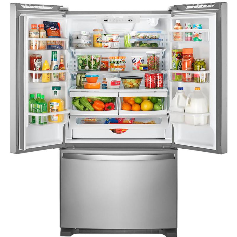 Angle Zoom. Whirlpool - 25.2 Cu. Ft. French Door Refrigerator with Internal Water Dispenser - Stainless Steel