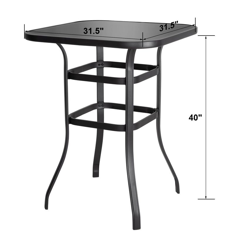 NUU GARDEN 31-in. Outdoor Square Iron Bar Table - Black