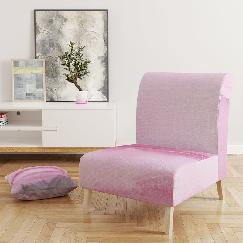 Designart 'Pink Abstract Watercolor' Upholstered Shabby Chic Accent Chair - Slipper Chair