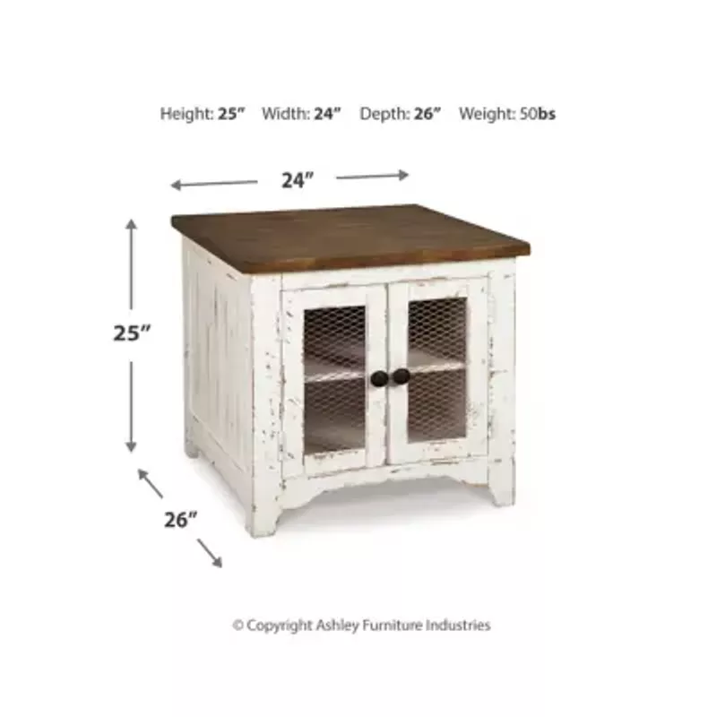 White/Brown Wystfield Rectangular End Table