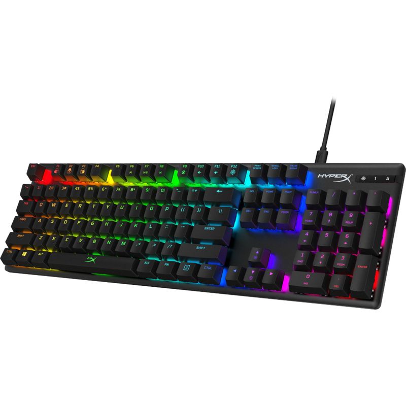 Left Zoom. HyperX - Alloy Origins Full-size Wired Mechanical Red Switch Gaming Keyboard with RGB Back Lighting - Black