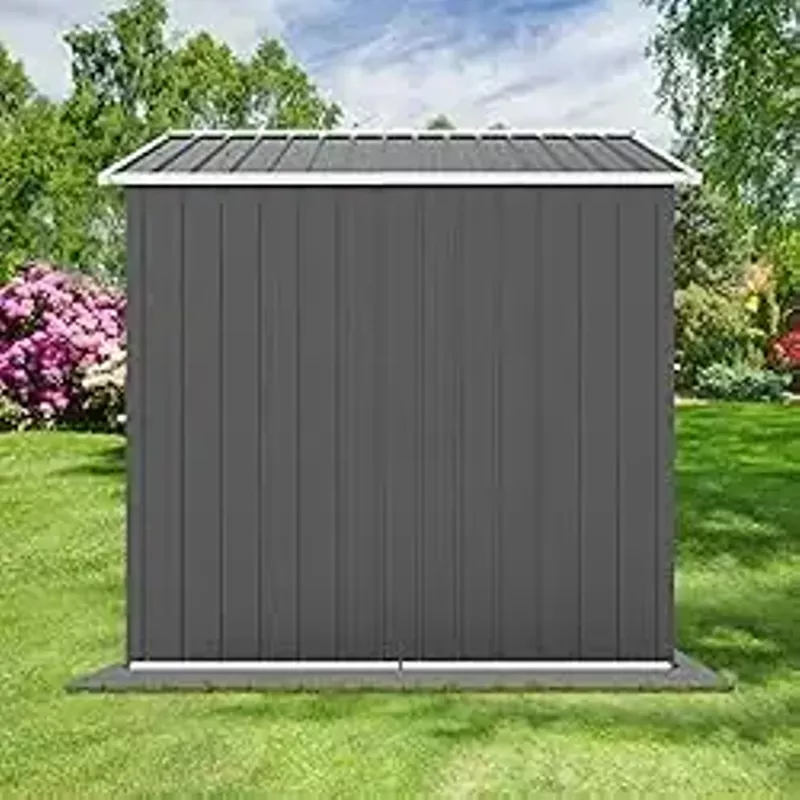 Goohome 8FT x 6FT Metal Outdoor Storage Shed, Steel Utility Tool Shed Storage House w/Lockable Door & Lock, Metal Sheds Outdoor Storage for Backyard Patio Lawn & Outside Use