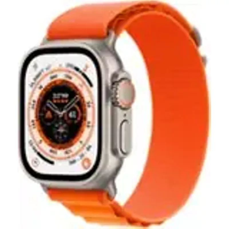 Apple Watch Ultra (GPS + Cellular) 49mm Titanium Case with Orange Alpine Loop - Large - Titanium