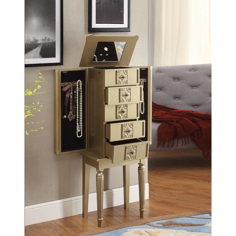 ACME Tammy Jewelry Armoire in White - Gold