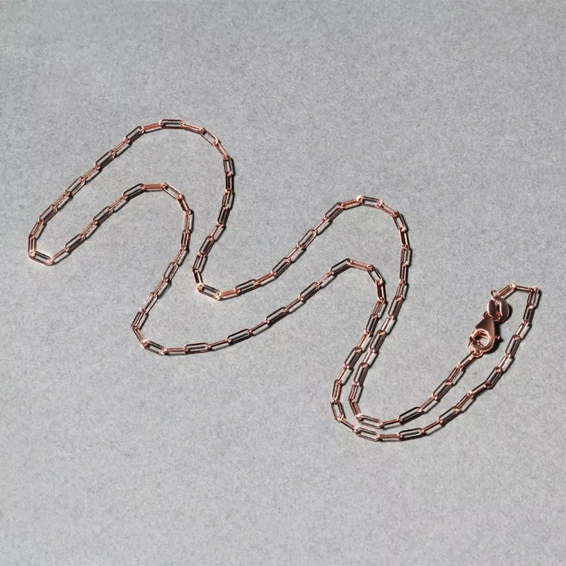 14K Rose Gold Fine Paperclip Chain (1.5mm) (18 Inch)