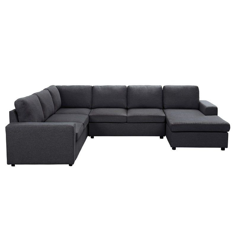 Copper Grove Chatellerault Dark Grey Linen Sectional Sofa and Reversible Chaise - Sets
