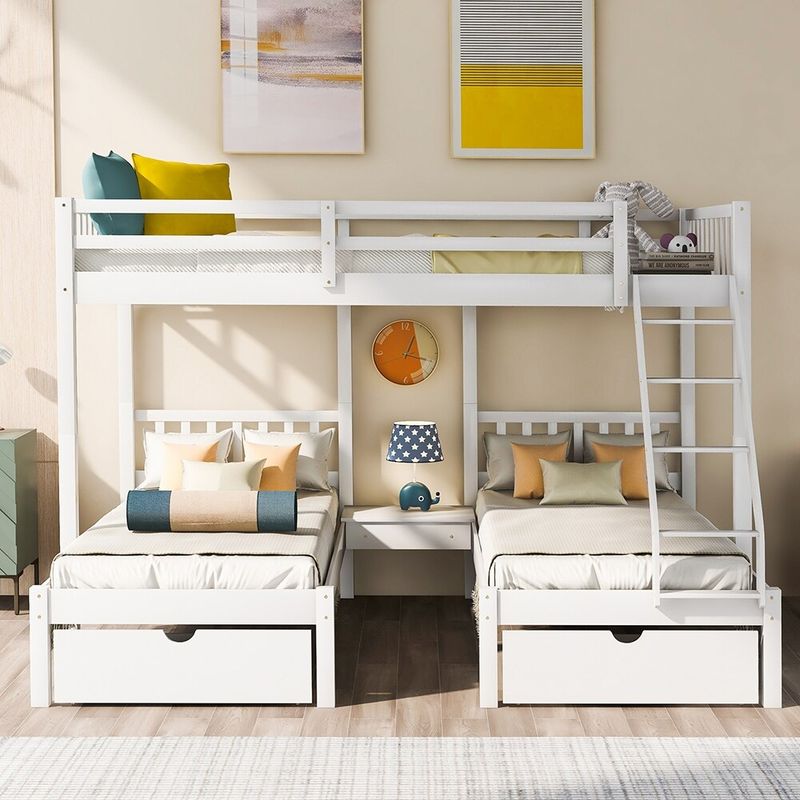 Rent to own Multi-functional Wood Triple Bunk Bed with Drawers and ...