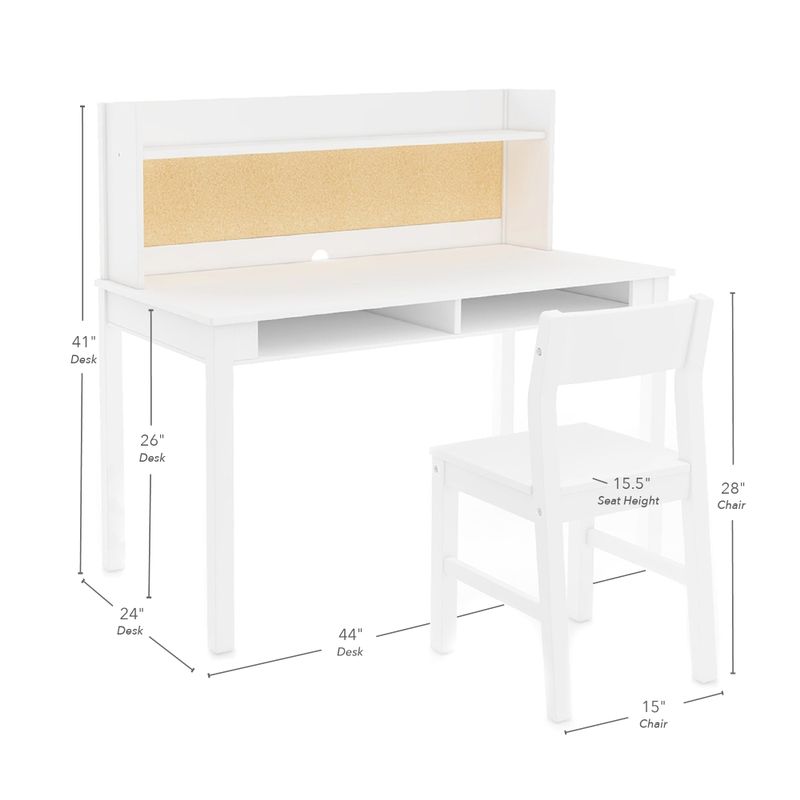 Martha Stewart Kid's Desk with Hutch and Chair - White