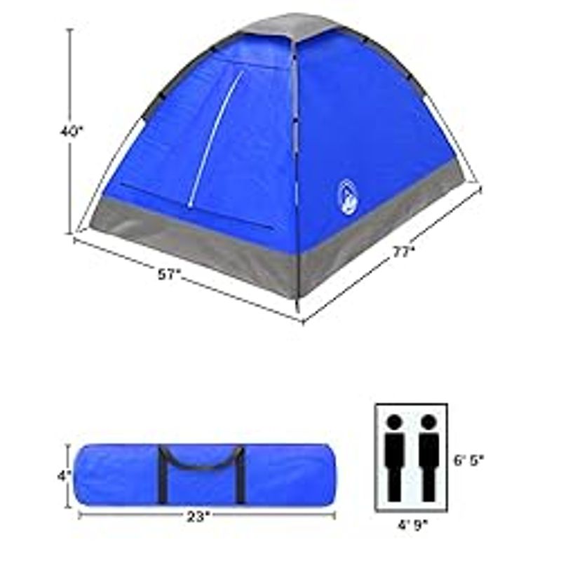 2-Person Tent with Sleeping Bags  Camping Gear Set Includes Outdoor Dome Tent with Rain Fly and 2 Adult Sleep Bags by Wakeman Outdoors...