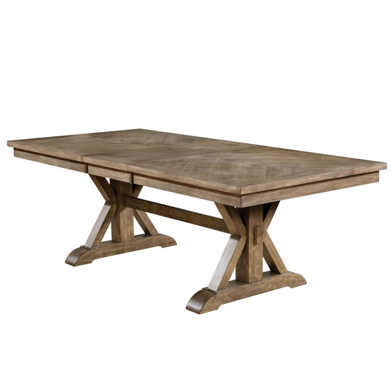 Furniture of America Dice Rustic Oak 90-inch Solid Wood Dining Table - Light Oak - Light Oak