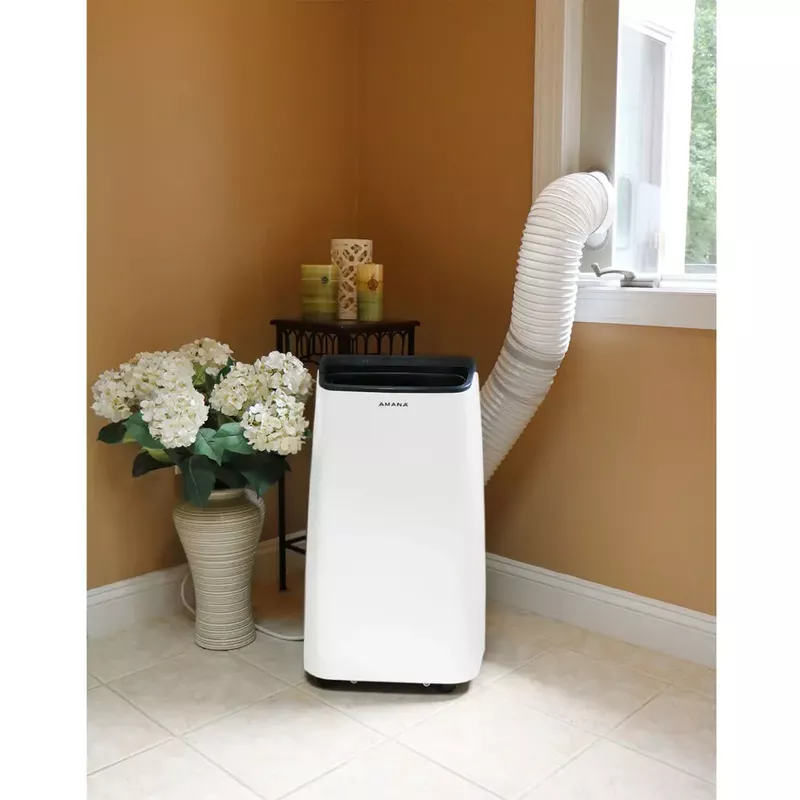 Amana - Portable Air Conditioner with Remote Control in White/Black for Rooms up to 450-Sq. Ft.