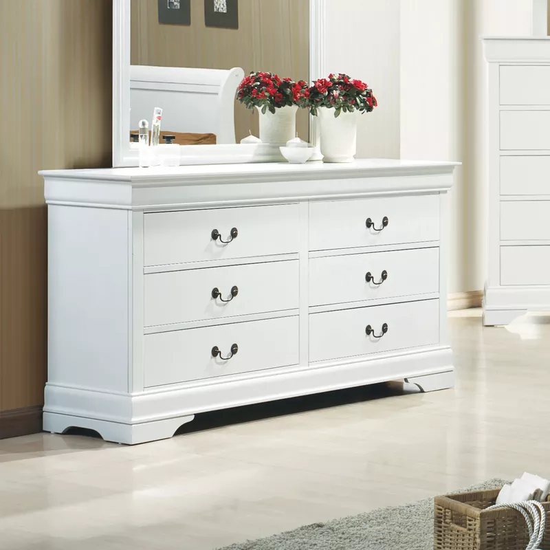 Louis Philippe 6-drawer Dresser White