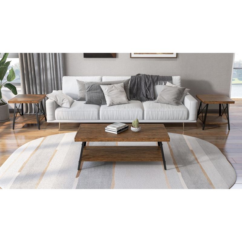 Carbon Loft Oliver Modern Rustic Wood Coffee Table - Brushed Grey