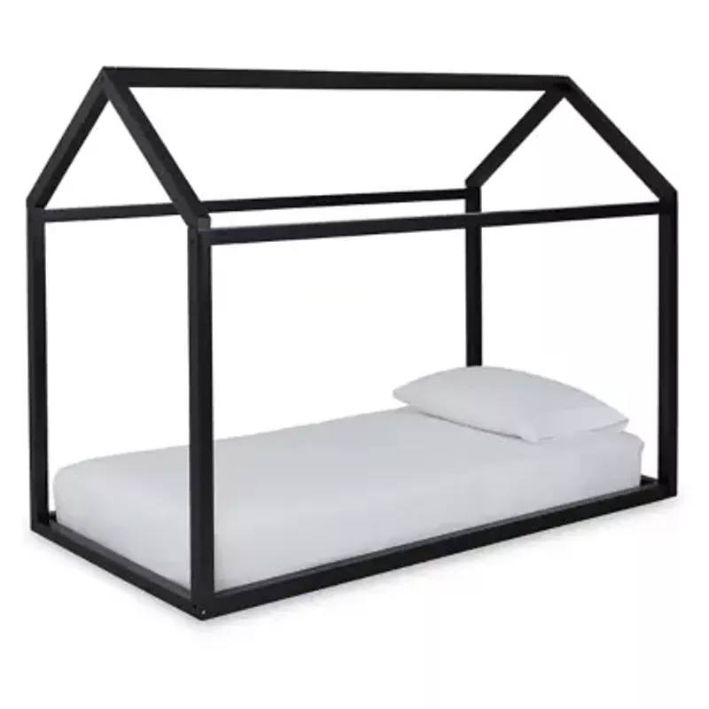 Black Flannibrook Twin House Bed Frame
