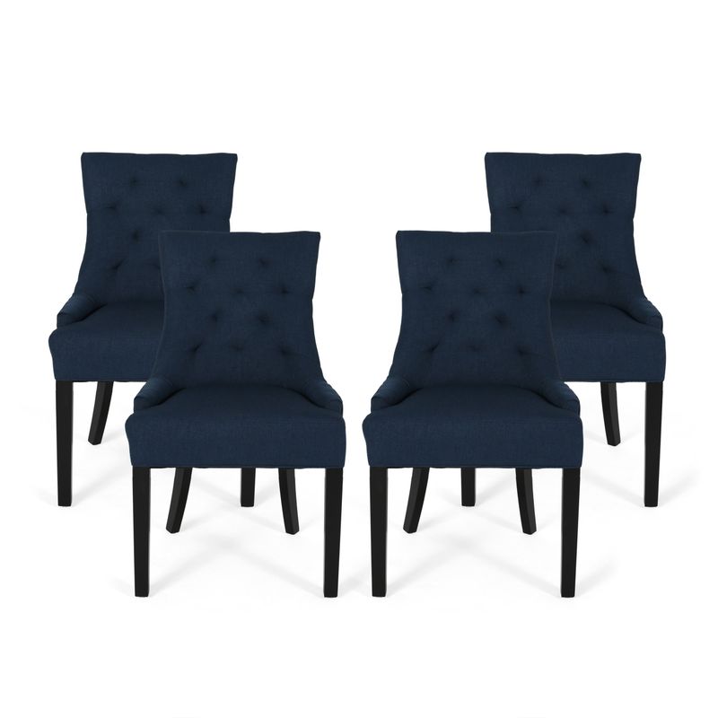 Hayden Modern Tufted Fabric Dining Chairs (Set of 4) by Christopher Knight Home - Dark Gray + Espresso