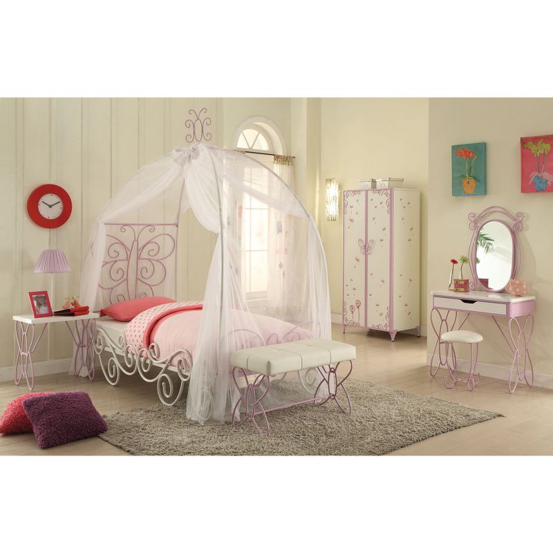 ACME Priya II Youth Canopy Bed, White & Light Purple - Twin