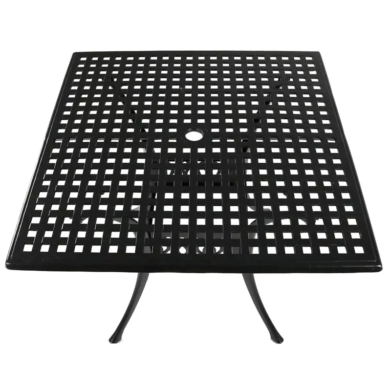 Black Heavy-Duty Cast Aluminum Square Patio Dining Table - 35" - Black, Black