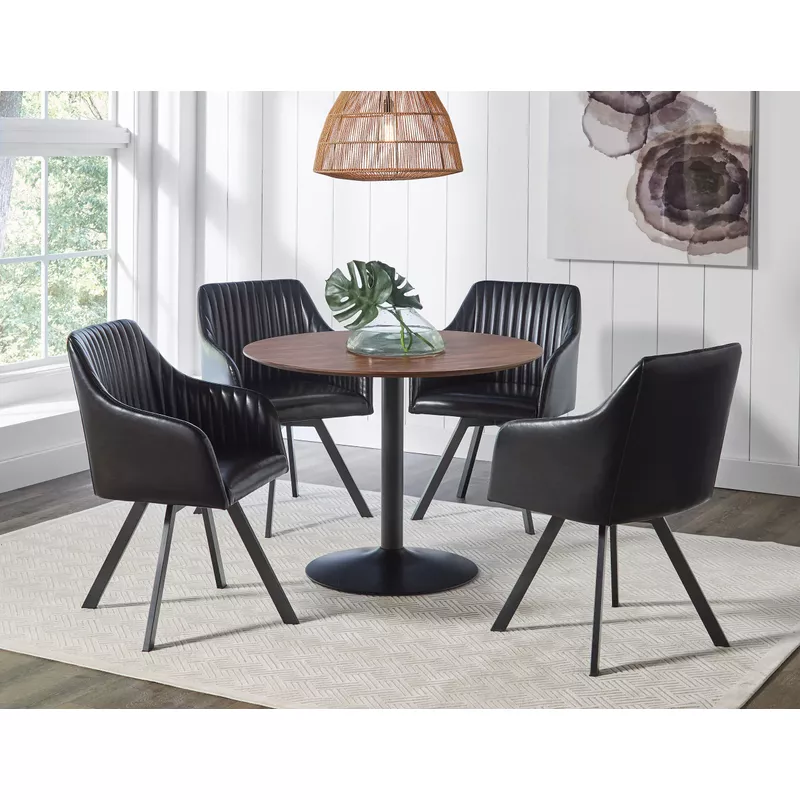 Lana Round Dining Table Walnut and Black