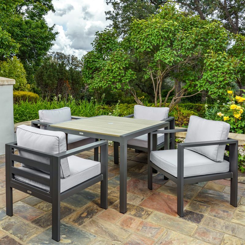 Tortuga Outdoor Lakeview 5-Piece Aluminum Outdoor Dining Set with 4 Club Chairs and Dining Table - Navy