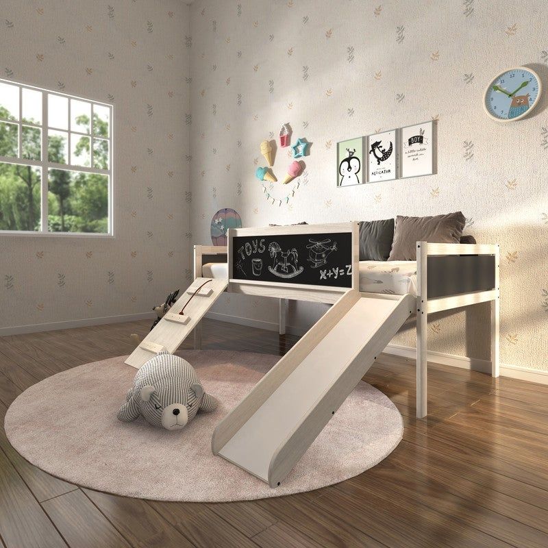Taylor & Olive Gardenia White Wash Twin Low-loft Bed - Twin Loft - Bed with Toy Boxes