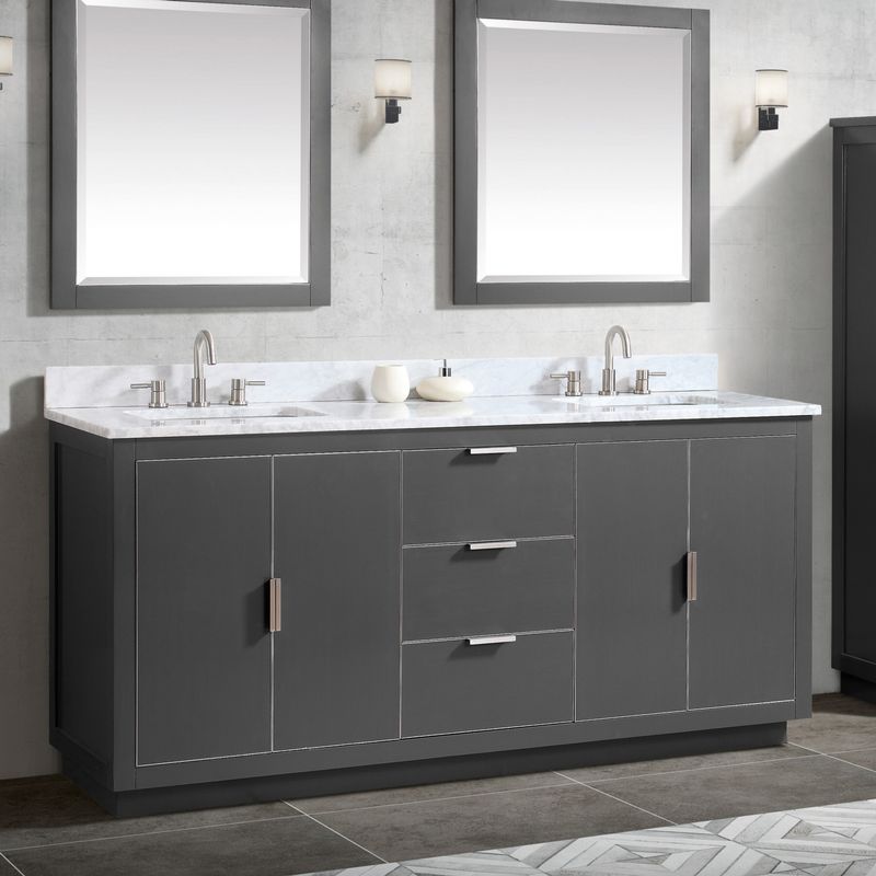 Avanity Austen 72 in. Vanity Only in Twilight Gray with Matte Gold or Brushed Silver Trim - Twilight Gray with Silver Hardware