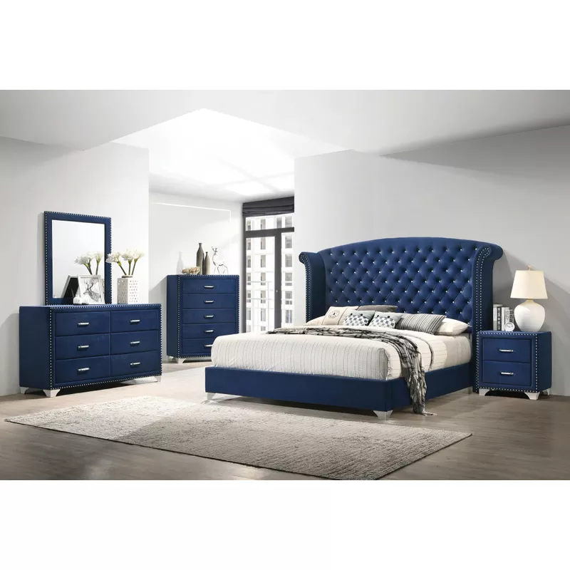 Melody 5-drawer Upholstered Chest Pacific Blue