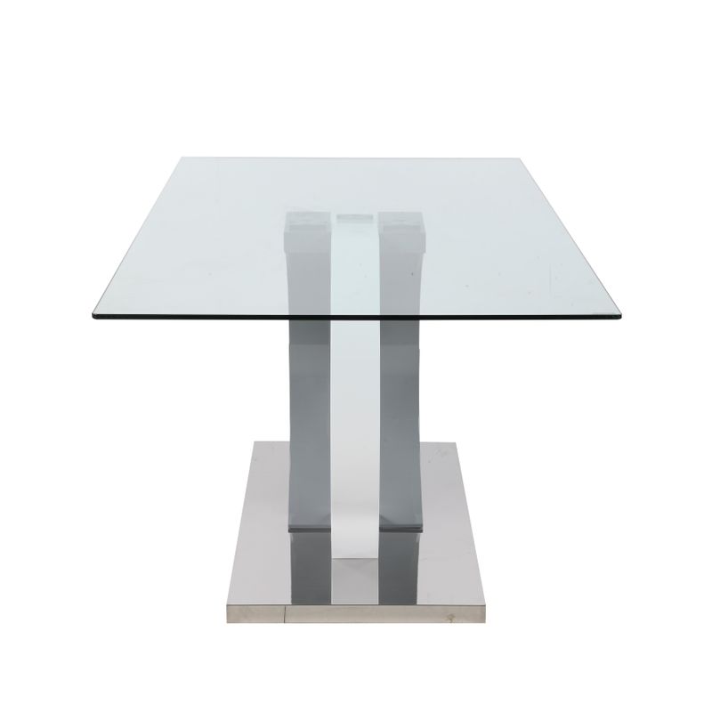 Somette Becker Glass Top Dining Table - 35" x 59" - Grey/White