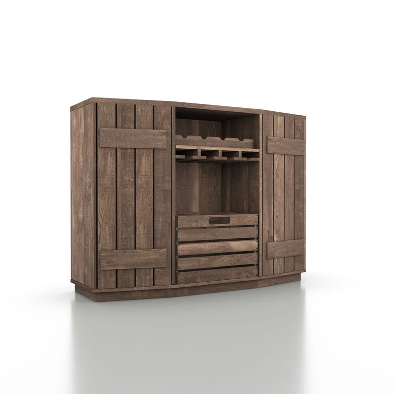 Furniture of America Lath Rustic Solid Wood Shelf Server - Reclaimed Oak