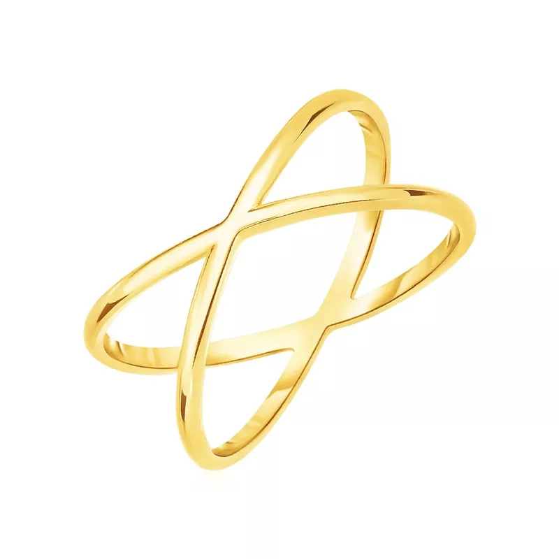 14k Yellow Gold Polished X Profile Ring (Size 7)